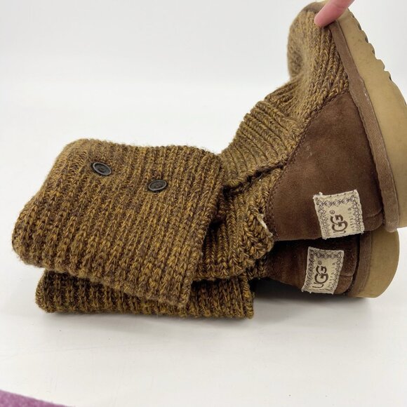 Ugg Women's Classic Cardy Sweater Pull On Boots Size 9 Brown Warm Comfy - Picture 4 of 8